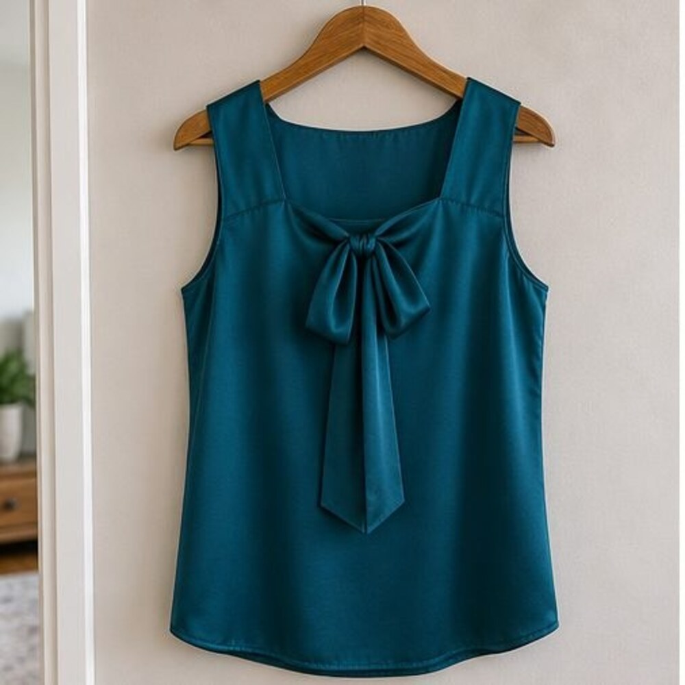 Teal Tie Neck Blouse